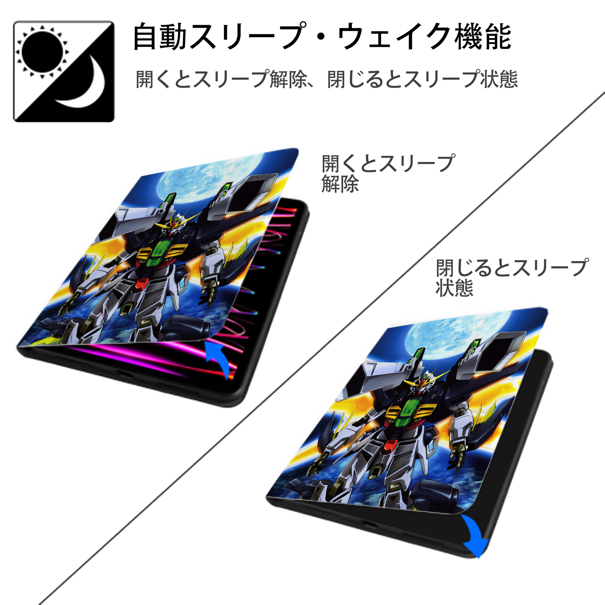 機動戦士ガンダム Mobile Suit Gundam IPad ケース ペン収納付き 三つ折りスタンド PUレザー×シリコン 対応機種9.5/10.5/10.9インチ