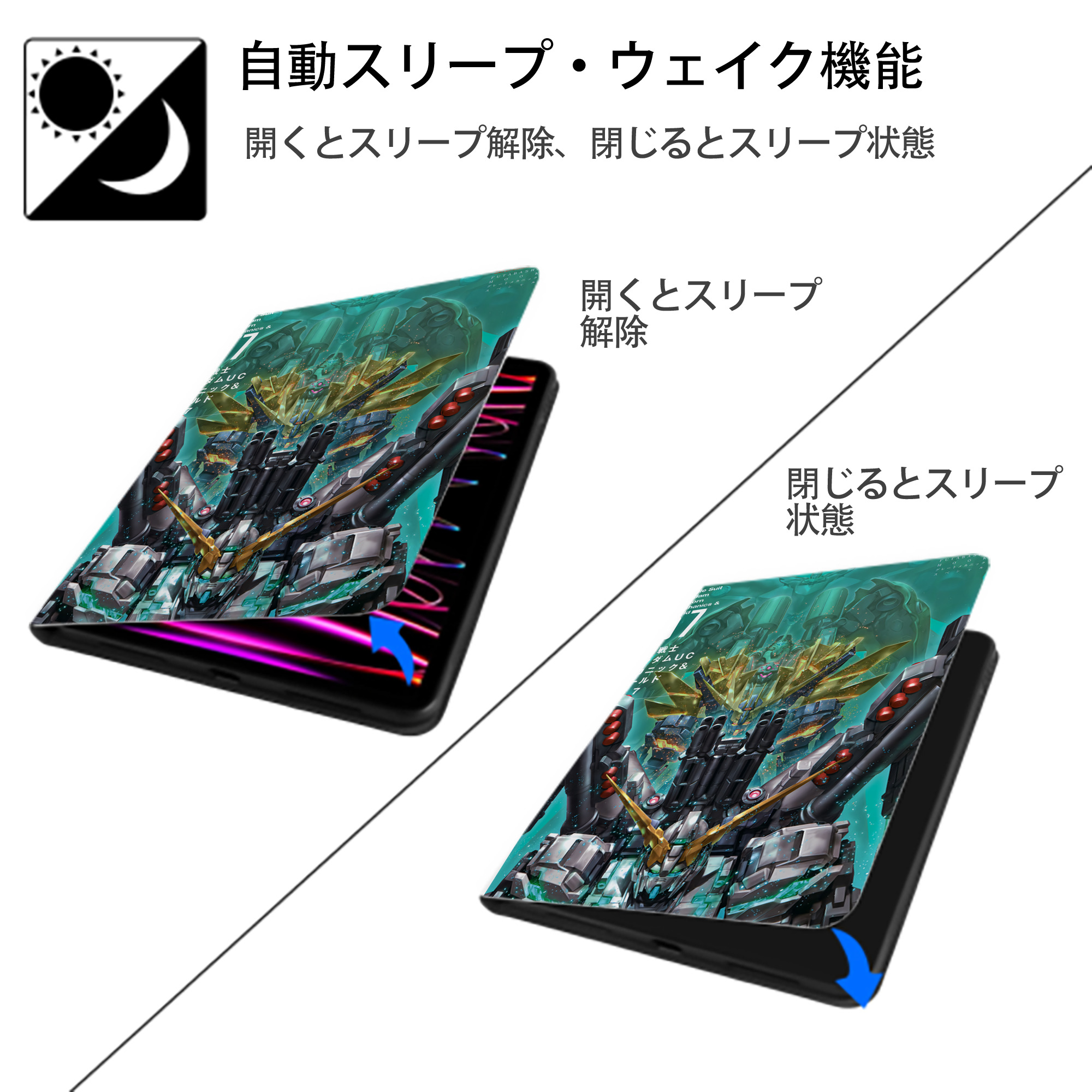 機動戦士ガンダム Mobile Suit Gundam IPad ケース ペン収納付き 三つ折りスタンド PUレザー×シリコン 対応機種9.5/10.5/10.9インチ