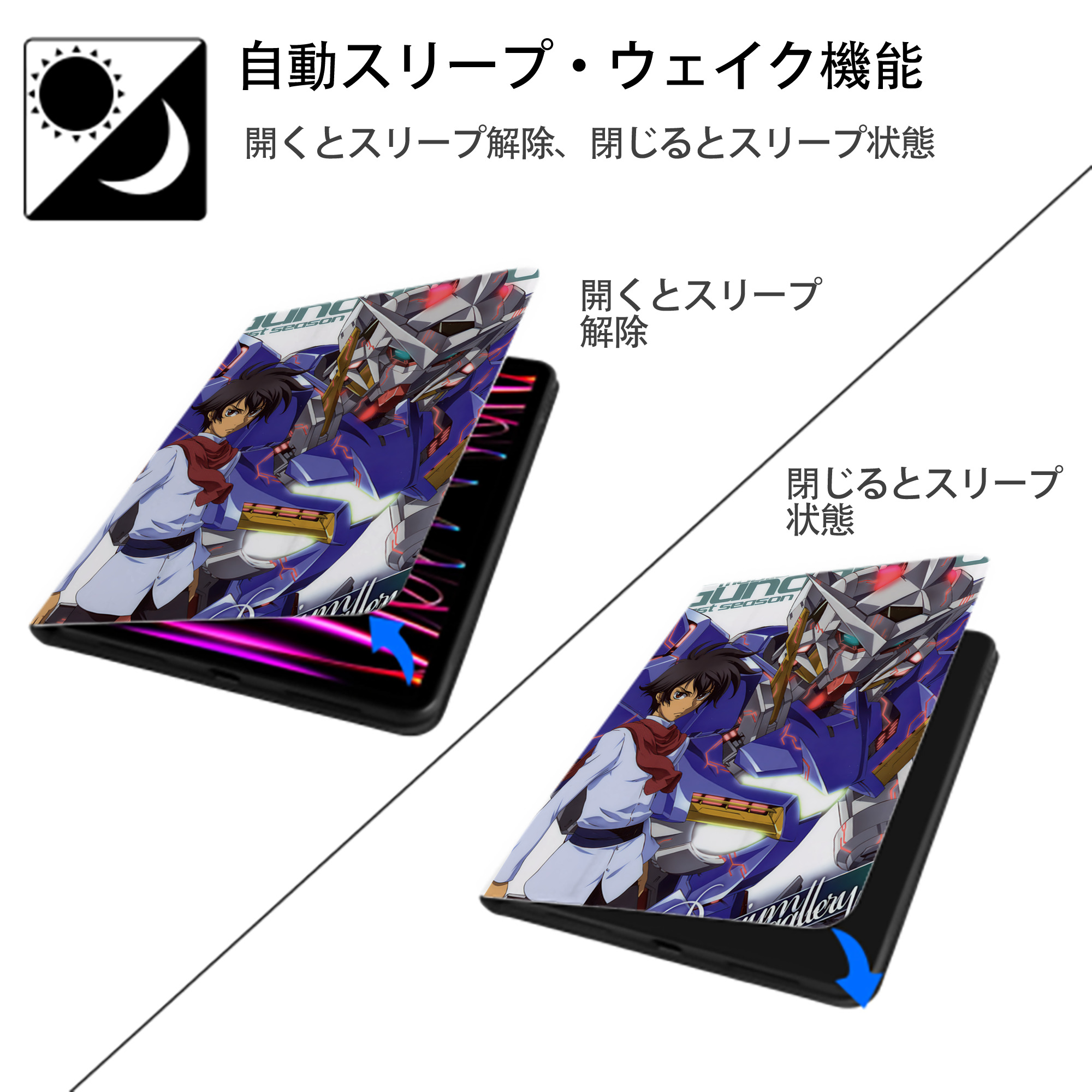 機動戦士ガンダム Mobile Suit Gundam IPad ケース ペン収納付き 三つ折りスタンド PUレザー×シリコン 対応機種9.5/10.5/10.9インチ