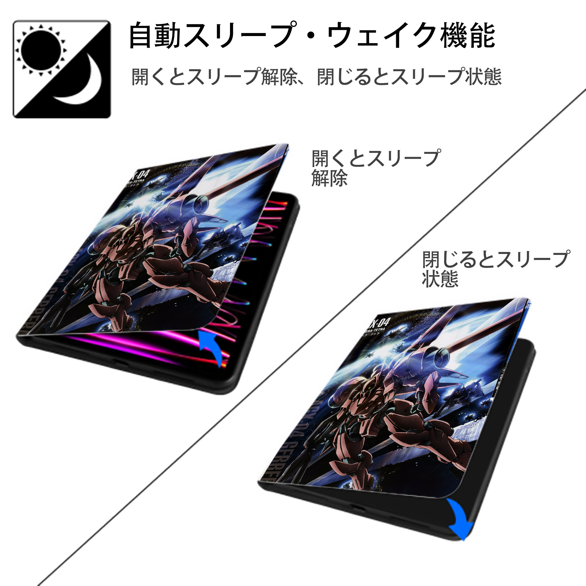 機動戦士ガンダム Mobile Suit Gundam IPad ケース ペン収納付き 三つ折りスタンド PUレザー×シリコン 対応機種9.5/10.5/10.9インチ