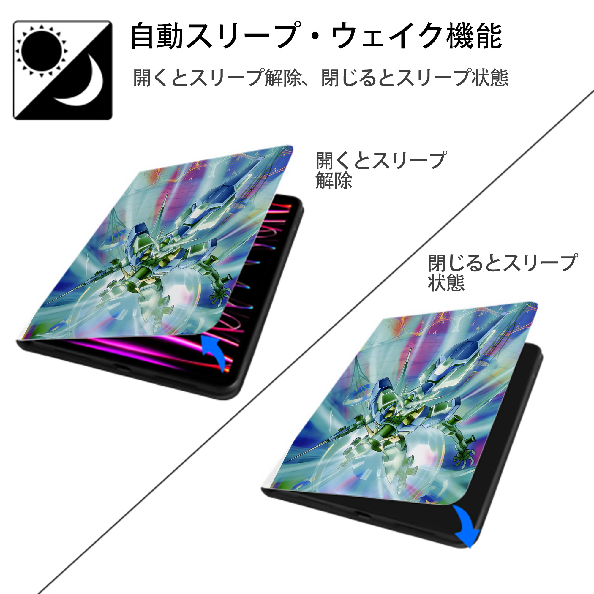 機動戦士ガンダム Mobile Suit Gundam IPad ケース ペン収納付き 三つ折りスタンド PUレザー×シリコン 対応機種9.5/10.5/10.9インチ
