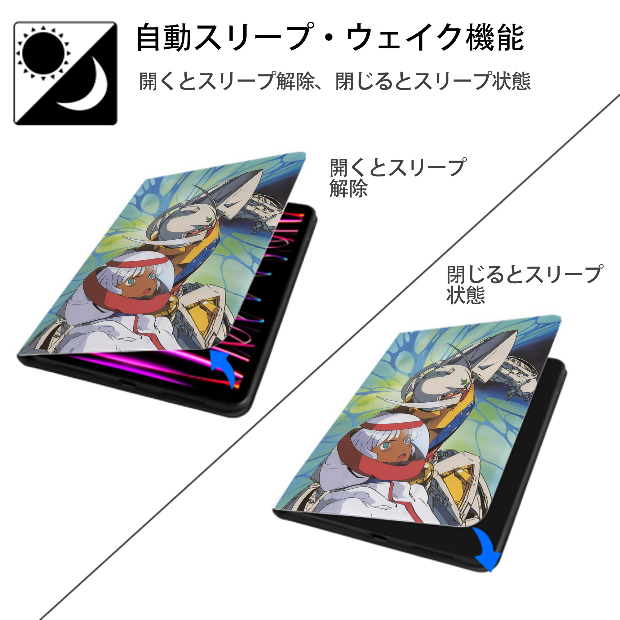 機動戦士ガンダム Mobile Suit Gundam IPad ケース ペン収納付き 三つ折りスタンド PUレザー×シリコン 対応機種9.5/10.5/10.9インチ