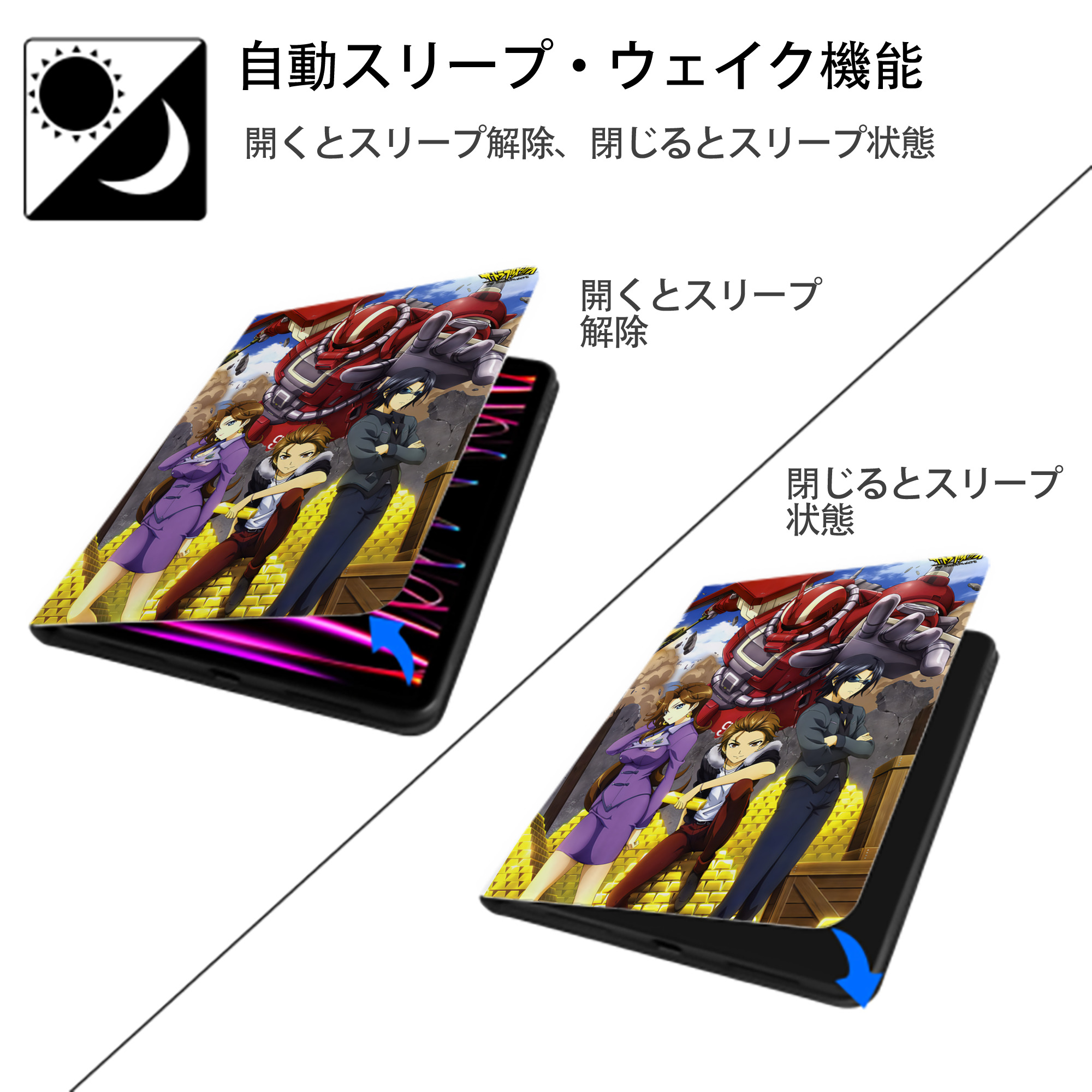 機動戦士ガンダム Mobile Suit Gundam IPad ケース ペン収納付き 三つ折りスタンド PUレザー×シリコン 対応機種9.5/10.5/10.9インチ
