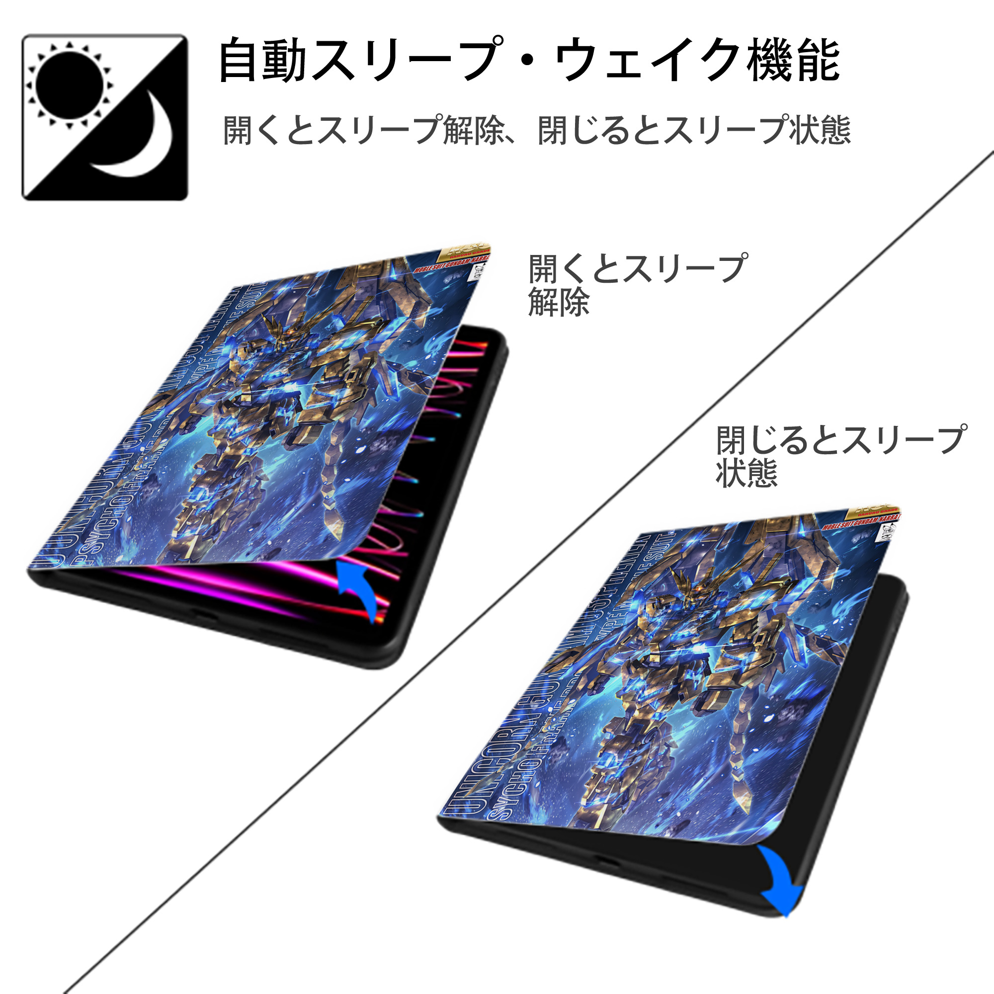 機動戦士ガンダム Mobile Suit Gundam IPad ケース ペン収納付き 三つ折りスタンド PUレザー×シリコン 対応機種9.5/10.5/10.9インチ