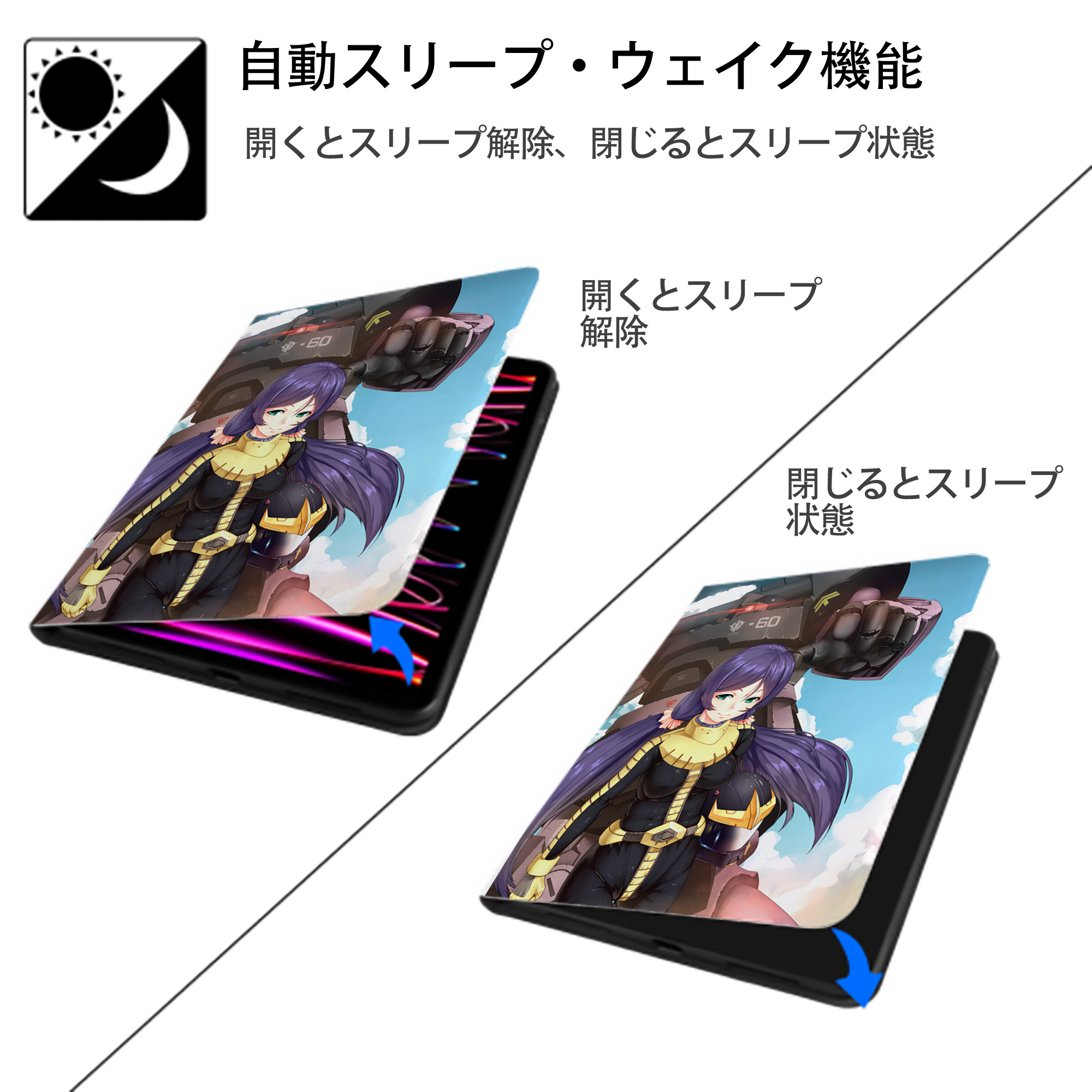 機動戦士ガンダム Mobile Suit Gundam IPad ケース ペン収納付き 三つ折りスタンド PUレザー×シリコン 対応機種9.5/10.5/10.9インチ
