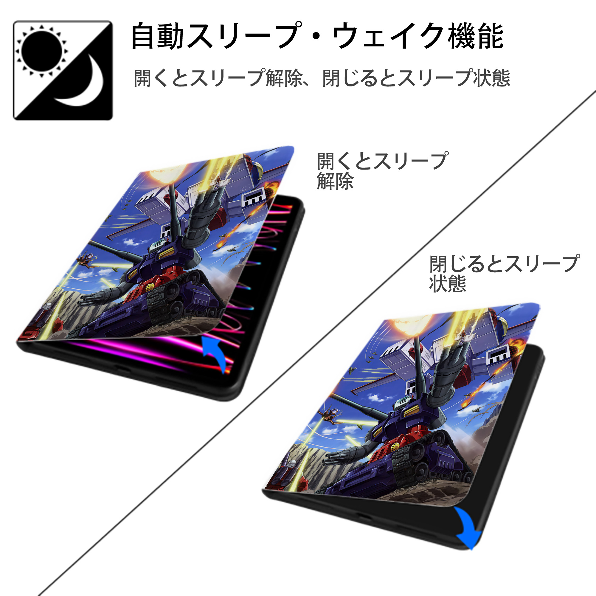 機動戦士ガンダム Mobile Suit Gundam IPad ケース ペン収納付き 三つ折りスタンド PUレザー×シリコン 対応機種9.5/10.5/10.9インチ
