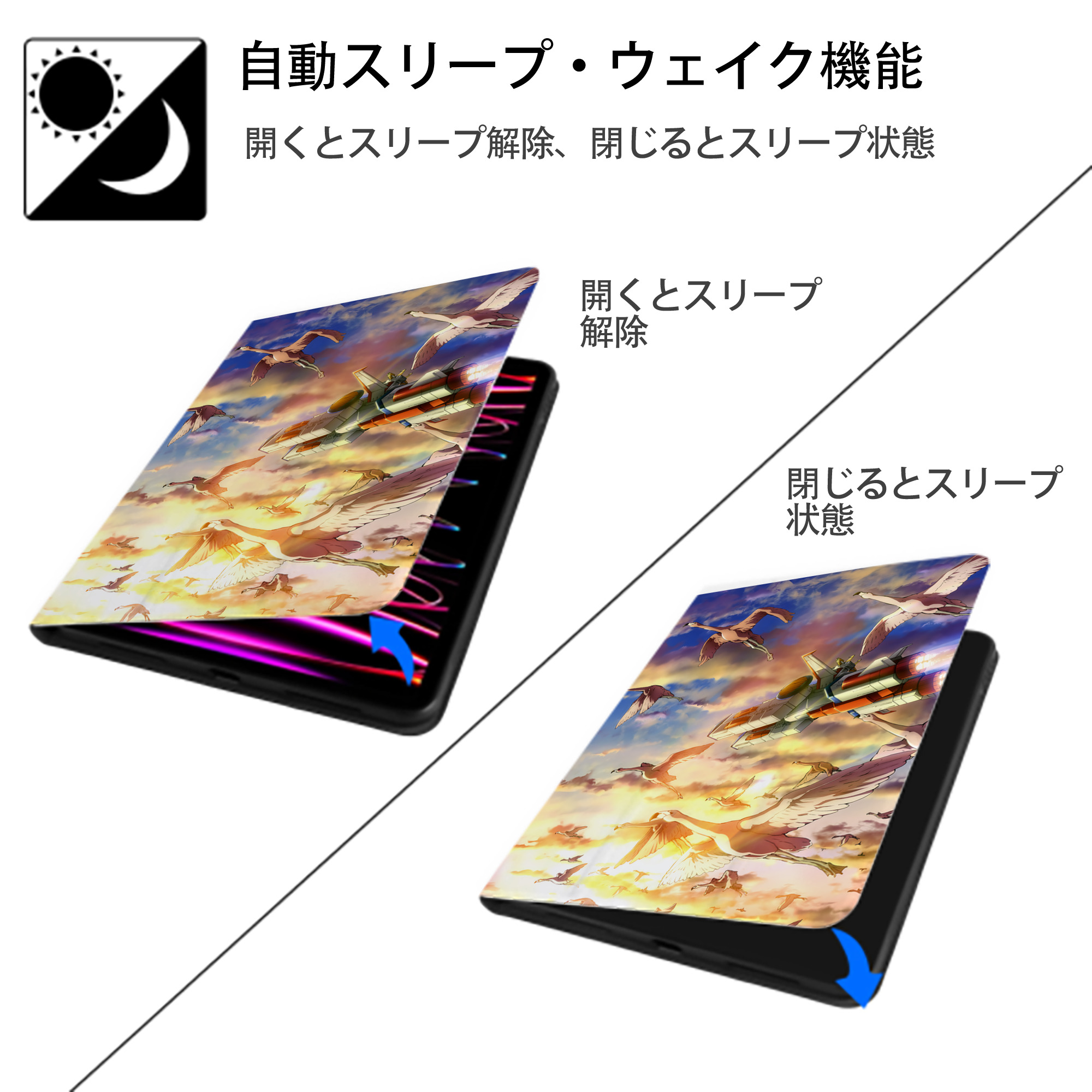 機動戦士ガンダム Mobile Suit Gundam IPad ケース ペン収納付き 三つ折りスタンド PUレザー×シリコン 対応機種9.5/10.5/10.9インチ