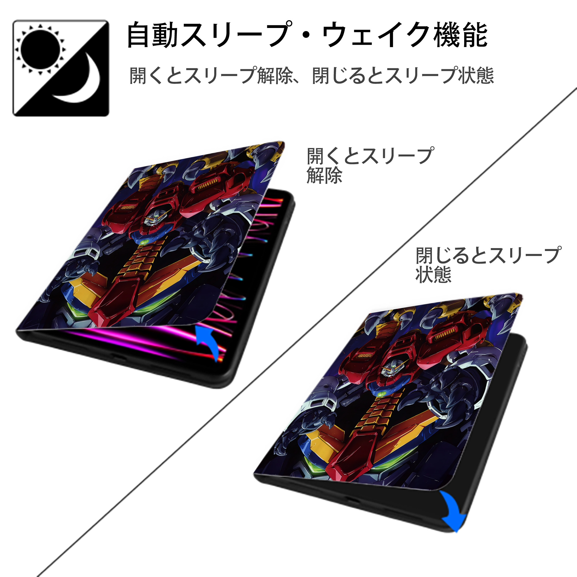 機動戦士ガンダム Mobile Suit Gundam IPad ケース ペン収納付き 三つ折りスタンド PUレザー×シリコン 対応機種9.5/10.5/10.9インチ