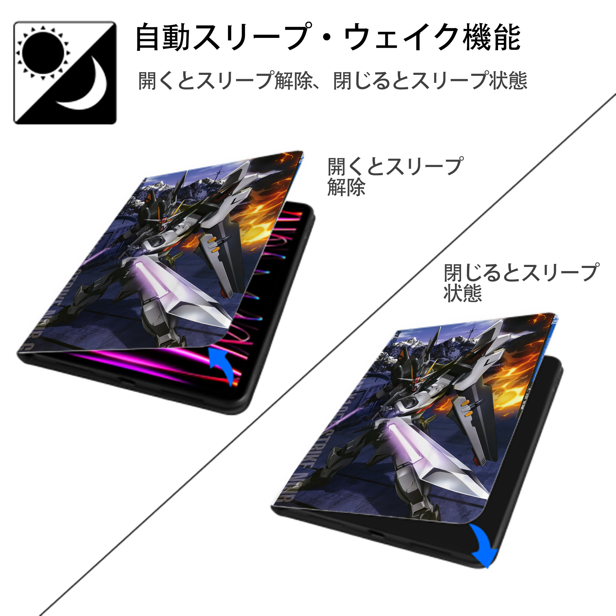 機動戦士ガンダム Mobile Suit Gundam IPad ケース ペン収納付き 三つ折りスタンド PUレザー×シリコン 対応機種9.5/10.5/10.9インチ