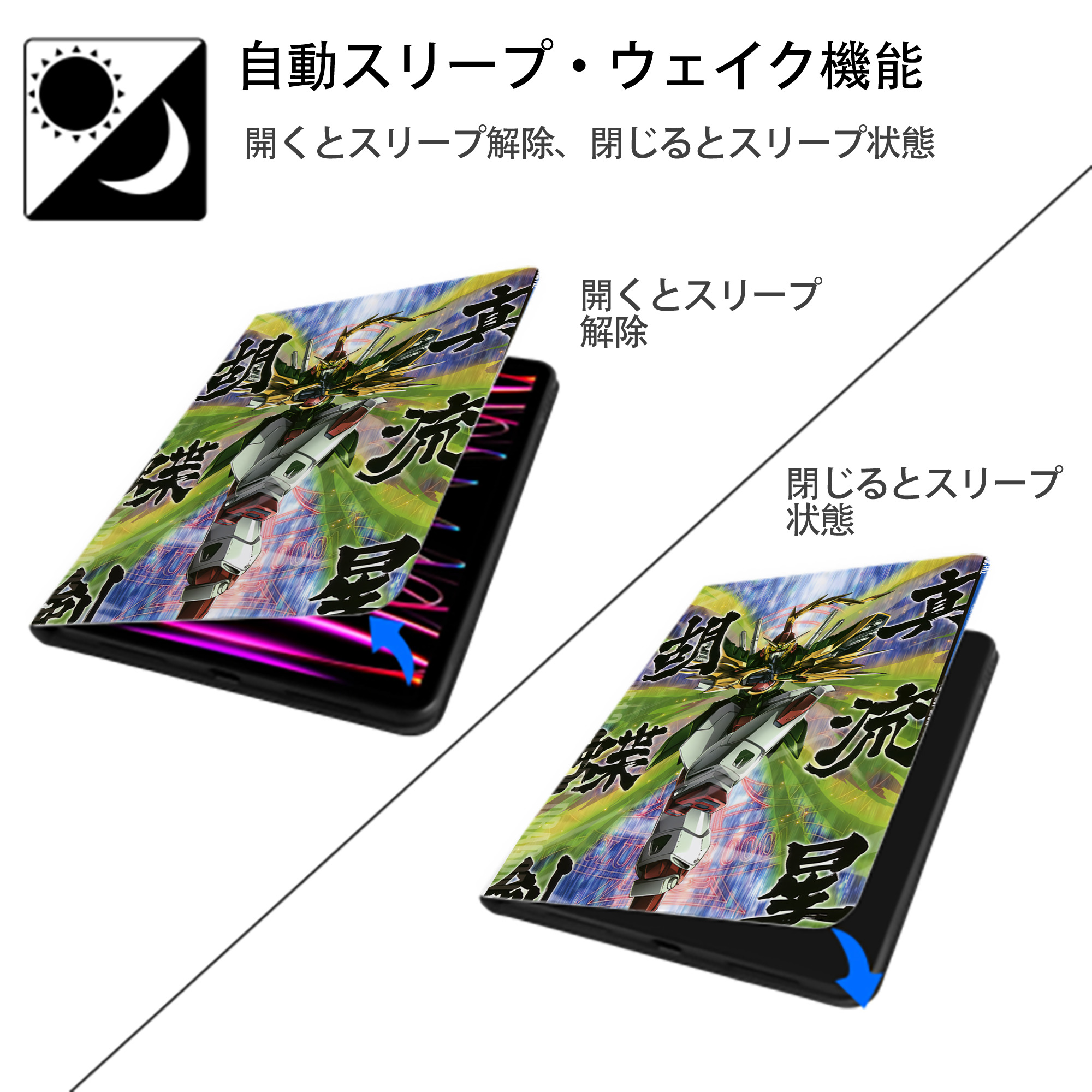 機動戦士ガンダム Mobile Suit Gundam IPad ケース ペン収納付き 三つ折りスタンド PUレザー×シリコン 対応機種9.5/10.5/10.9インチ