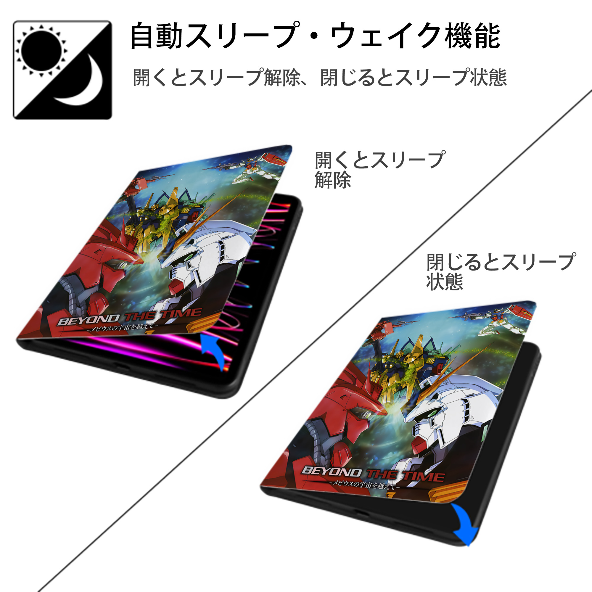 機動戦士ガンダム Mobile Suit Gundam IPad ケース ペン収納付き 三つ折りスタンド PUレザー×シリコン 対応機種9.5/10.5/10.9インチ