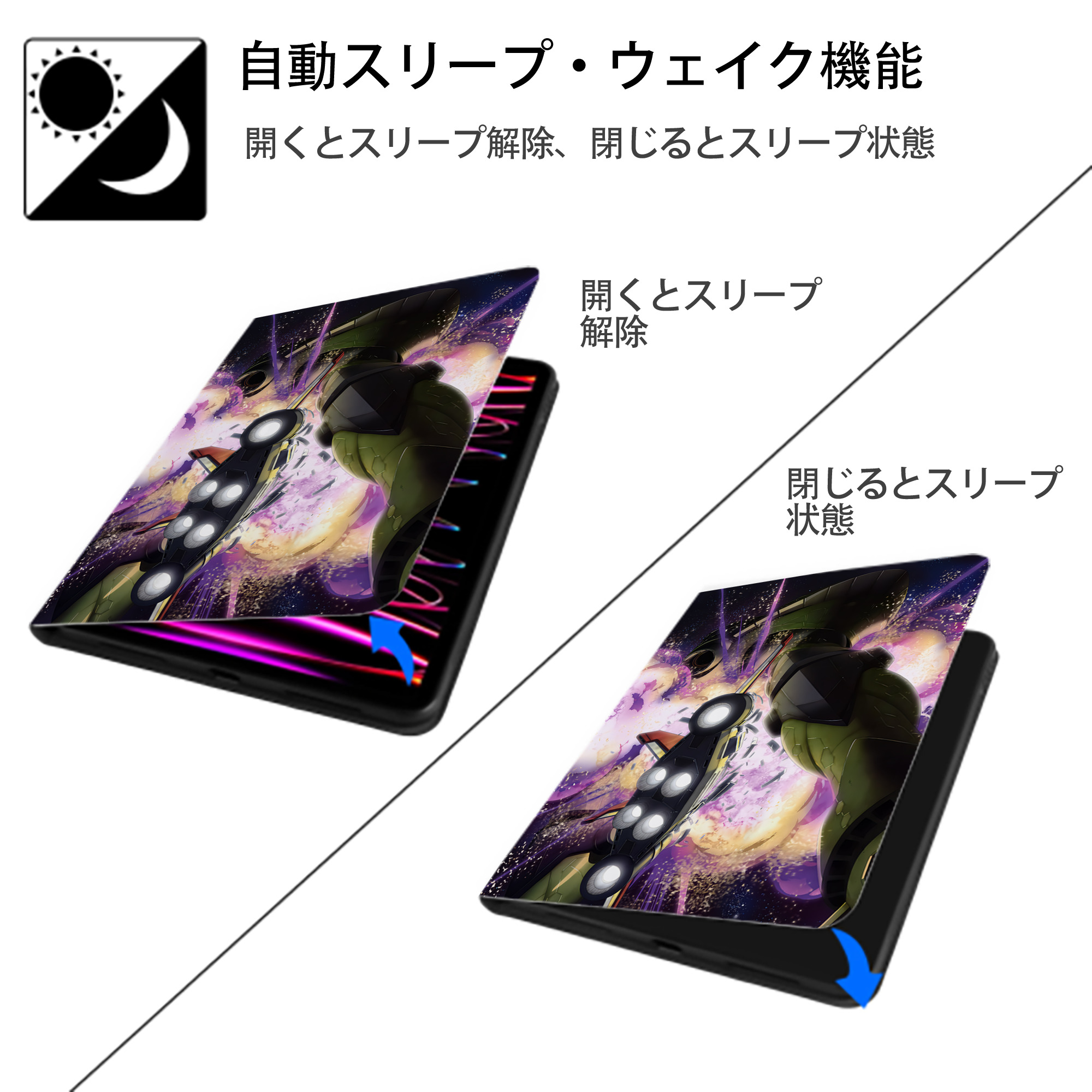 機動戦士ガンダム Mobile Suit Gundam IPad ケース ペン収納付き 三つ折りスタンド PUレザー×シリコン 対応機種9.5/10.5/10.9インチ