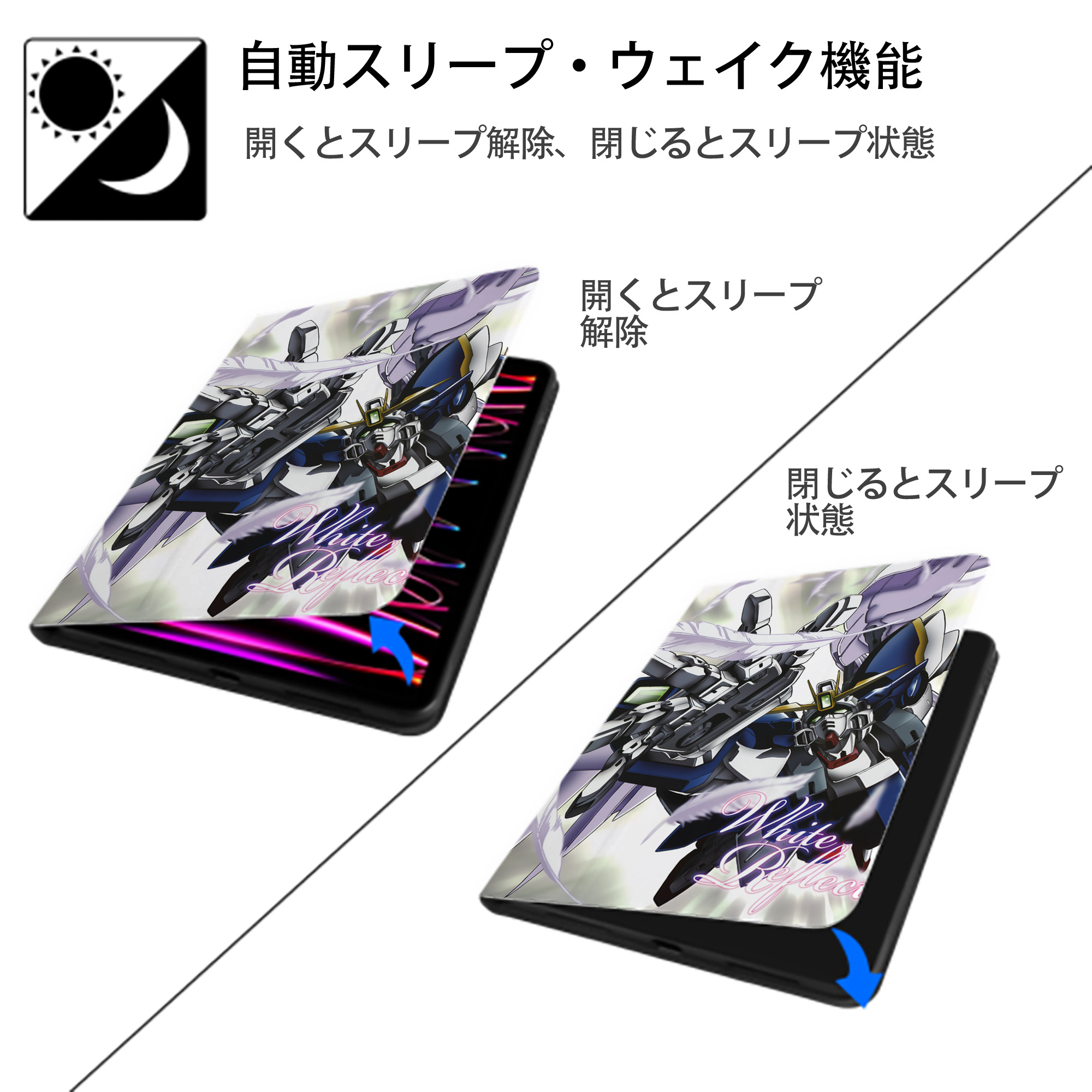 機動戦士ガンダム Mobile Suit Gundam IPad ケース ペン収納付き 三つ折りスタンド PUレザー×シリコン 対応機種9.5/10.5/10.9インチ