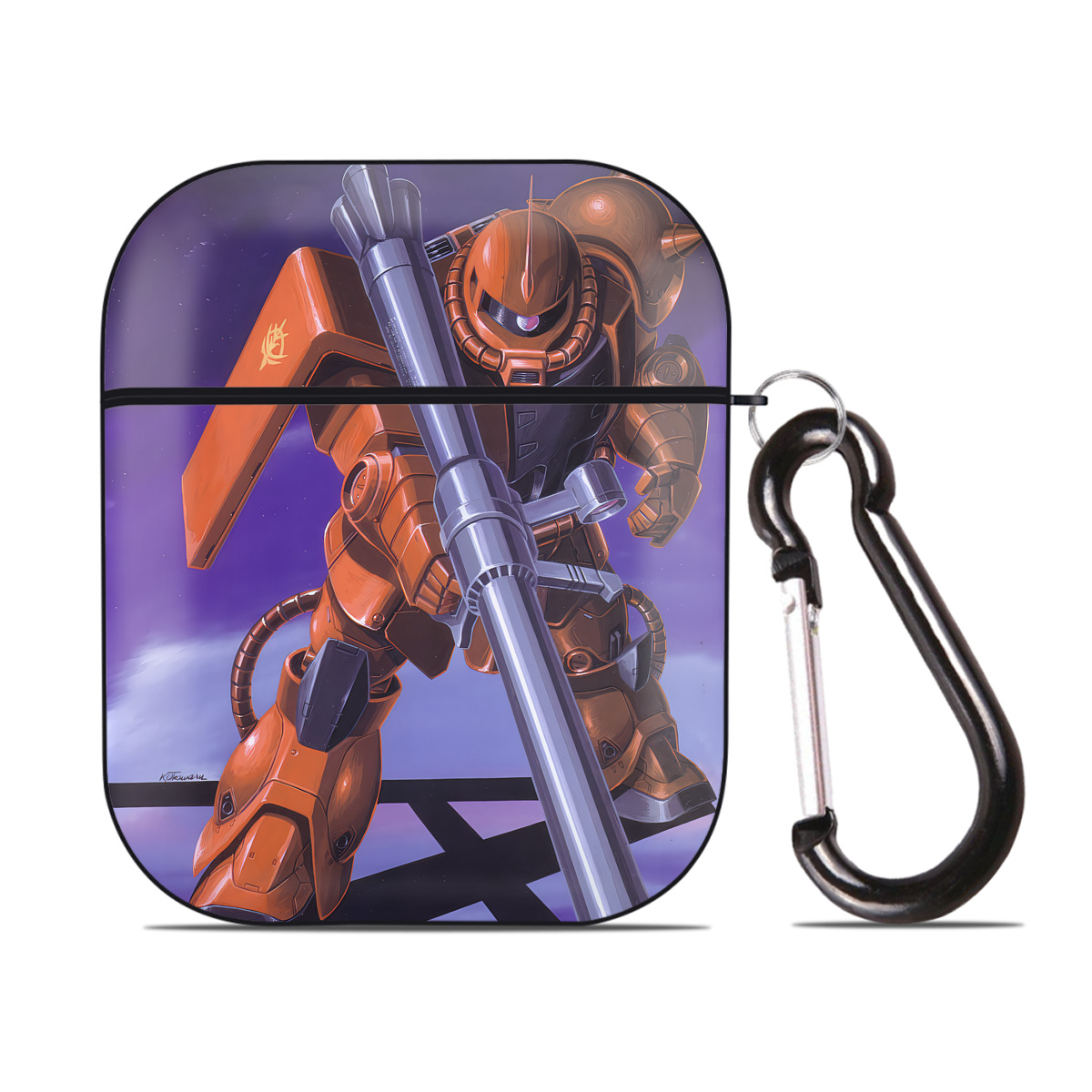 （画像用） 機動戦士ガンダム Mobile Suit Gundam AirPods 第2世代保護ケース ハードシェル ブラック 耐衝撃・防指紋・カラビナ付き