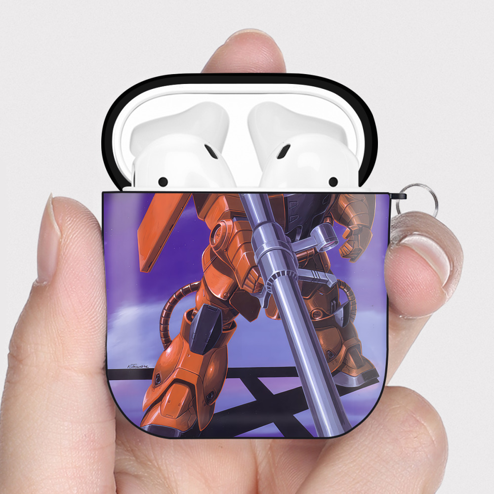 （画像用） 機動戦士ガンダム Mobile Suit Gundam AirPods 第2世代保護ケース ハードシェル ブラック 耐衝撃・防指紋・カラビナ付き
