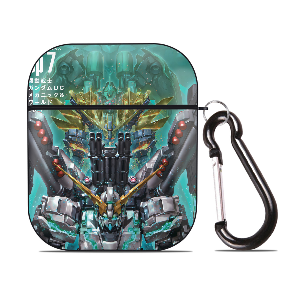 （画像用） 機動戦士ガンダム Mobile Suit Gundam AirPods 第2世代保護ケース ハードシェル ブラック 耐衝撃・防指紋・カラビナ付き