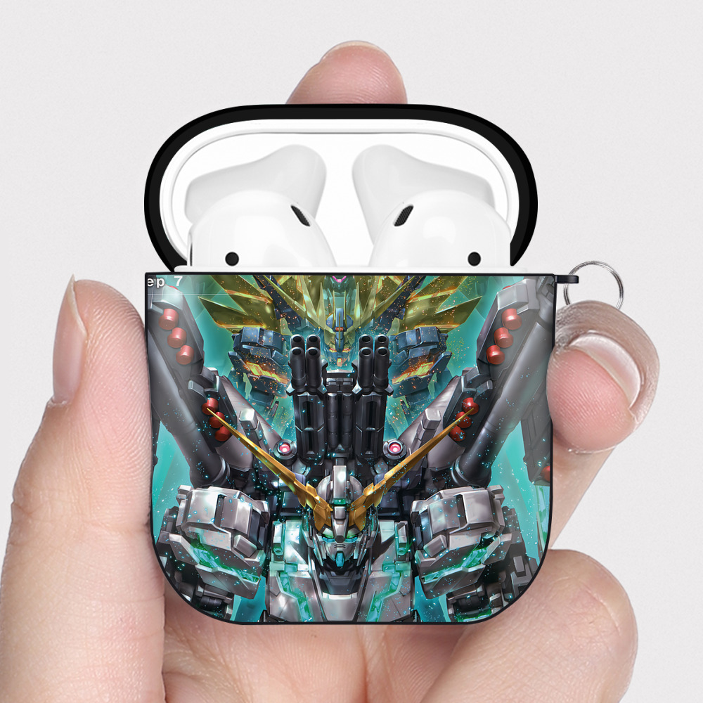 （画像用） 機動戦士ガンダム Mobile Suit Gundam AirPods 第2世代保護ケース ハードシェル ブラック 耐衝撃・防指紋・カラビナ付き