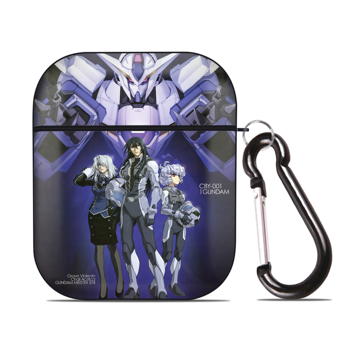 （画像用） 機動戦士ガンダム Mobile Suit Gundam AirPods 第2世代保護ケース ハードシェル ブラック 耐衝撃・防指紋・カラビナ付き