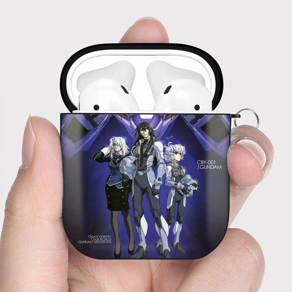 （画像用） 機動戦士ガンダム Mobile Suit Gundam AirPods 第2世代保護ケース ハードシェル ブラック 耐衝撃・防指紋・カラビナ付き