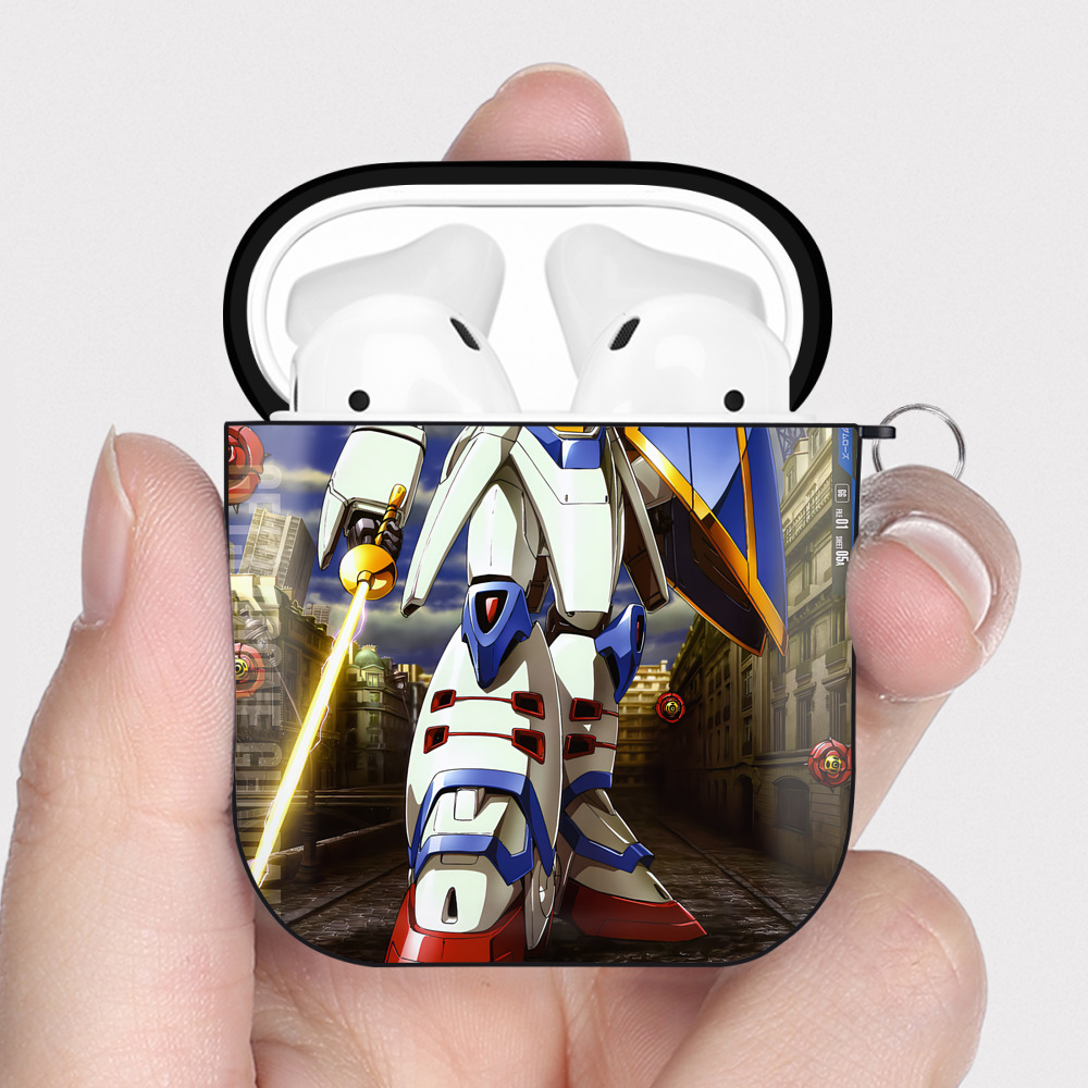 （画像用） 機動戦士ガンダム Mobile Suit Gundam AirPods 第2世代保護ケース ハードシェル ブラック 耐衝撃・防指紋・カラビナ付き