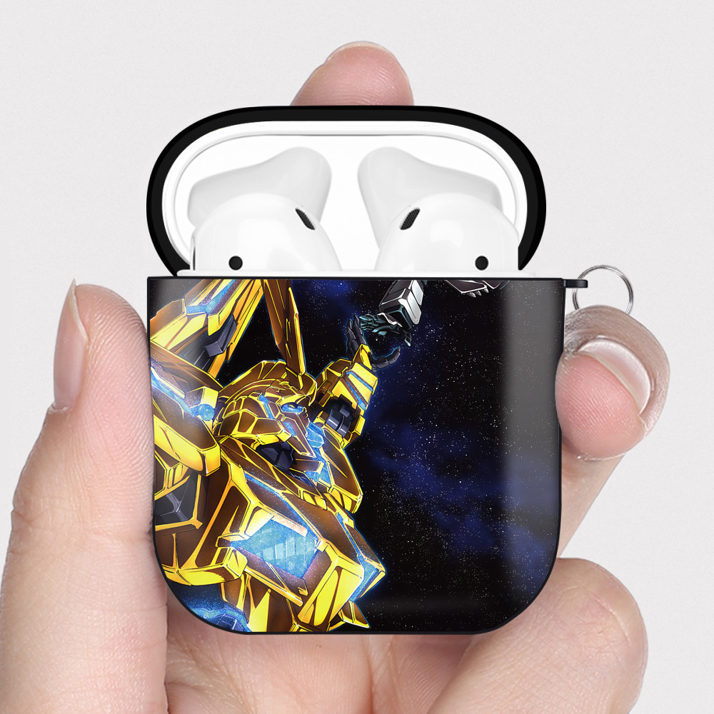 （画像用） 機動戦士ガンダム Mobile Suit Gundam AirPods 第2世代保護ケース ハードシェル ブラック 耐衝撃・防指紋・カラビナ付き