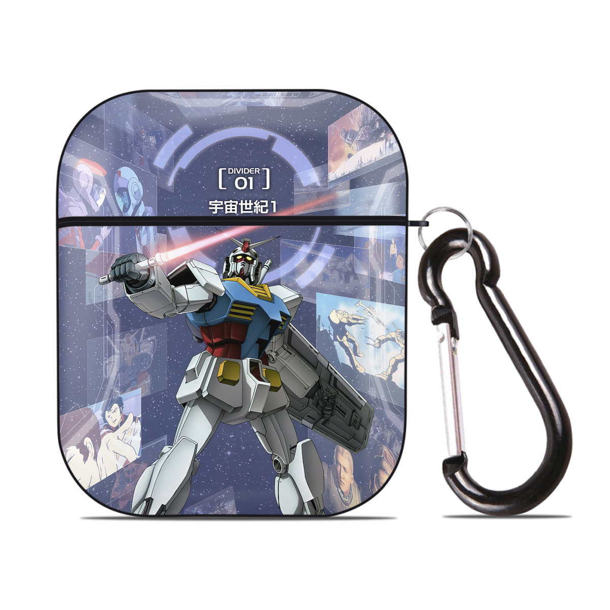 （画像用） 機動戦士ガンダム Mobile Suit Gundam AirPods 第2世代保護ケース ハードシェル ブラック 耐衝撃・防指紋・カラビナ付き