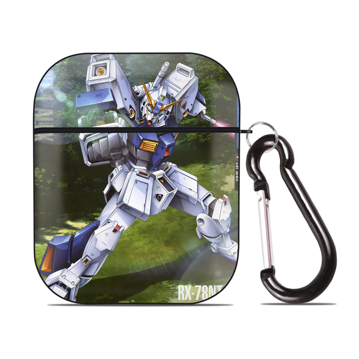 （画像用） 機動戦士ガンダム Mobile Suit Gundam AirPods 第2世代保護ケース ハードシェル ブラック 耐衝撃・防指紋・カラビナ付き
