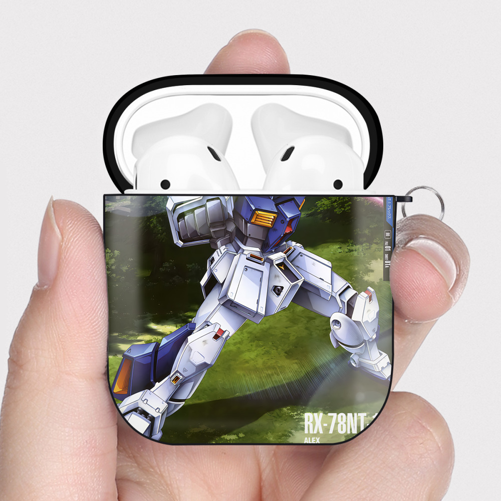（画像用） 機動戦士ガンダム Mobile Suit Gundam AirPods 第2世代保護ケース ハードシェル ブラック 耐衝撃・防指紋・カラビナ付き