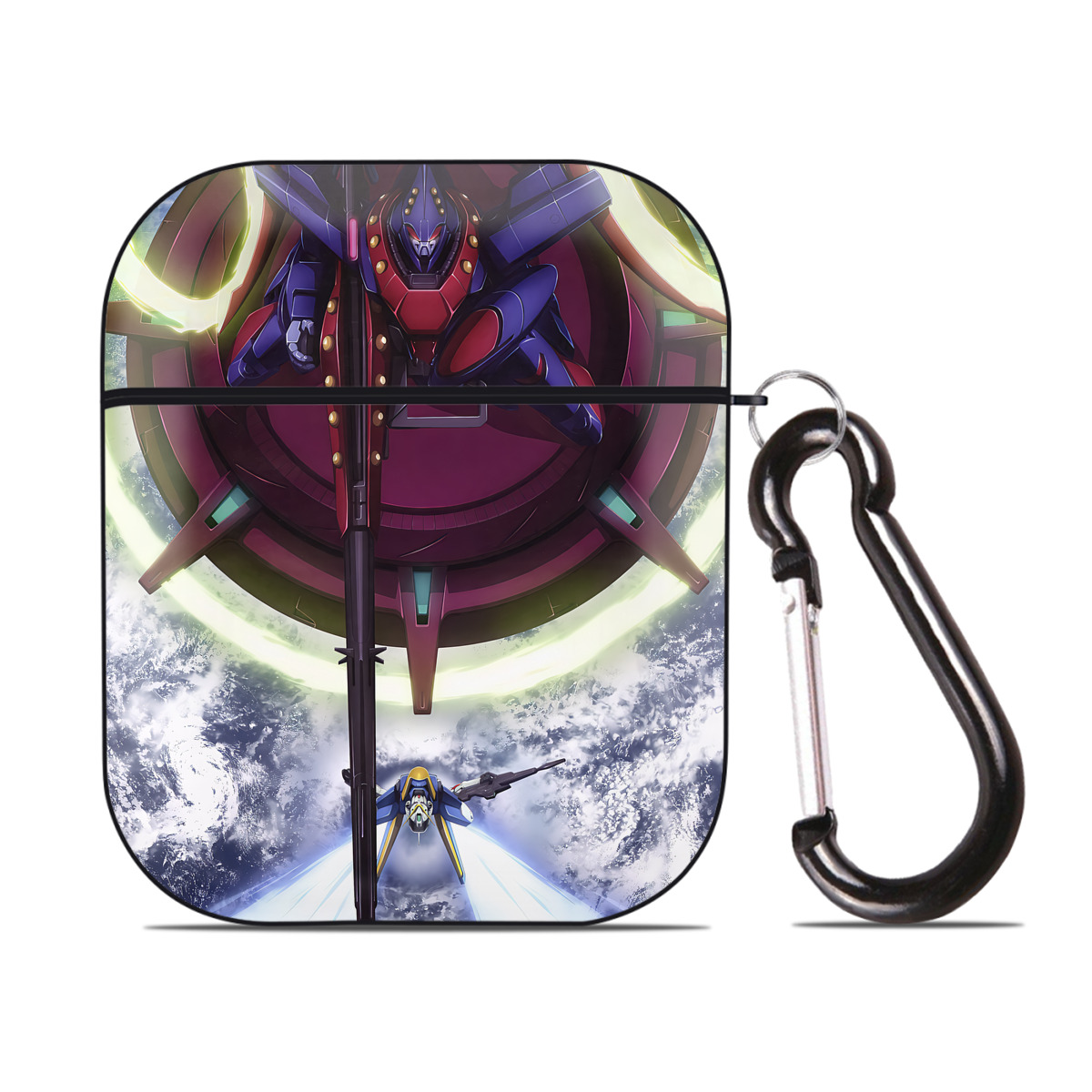 （画像用） 機動戦士ガンダム Mobile Suit Gundam AirPods 第2世代保護ケース ハードシェル ブラック 耐衝撃・防指紋・カラビナ付き