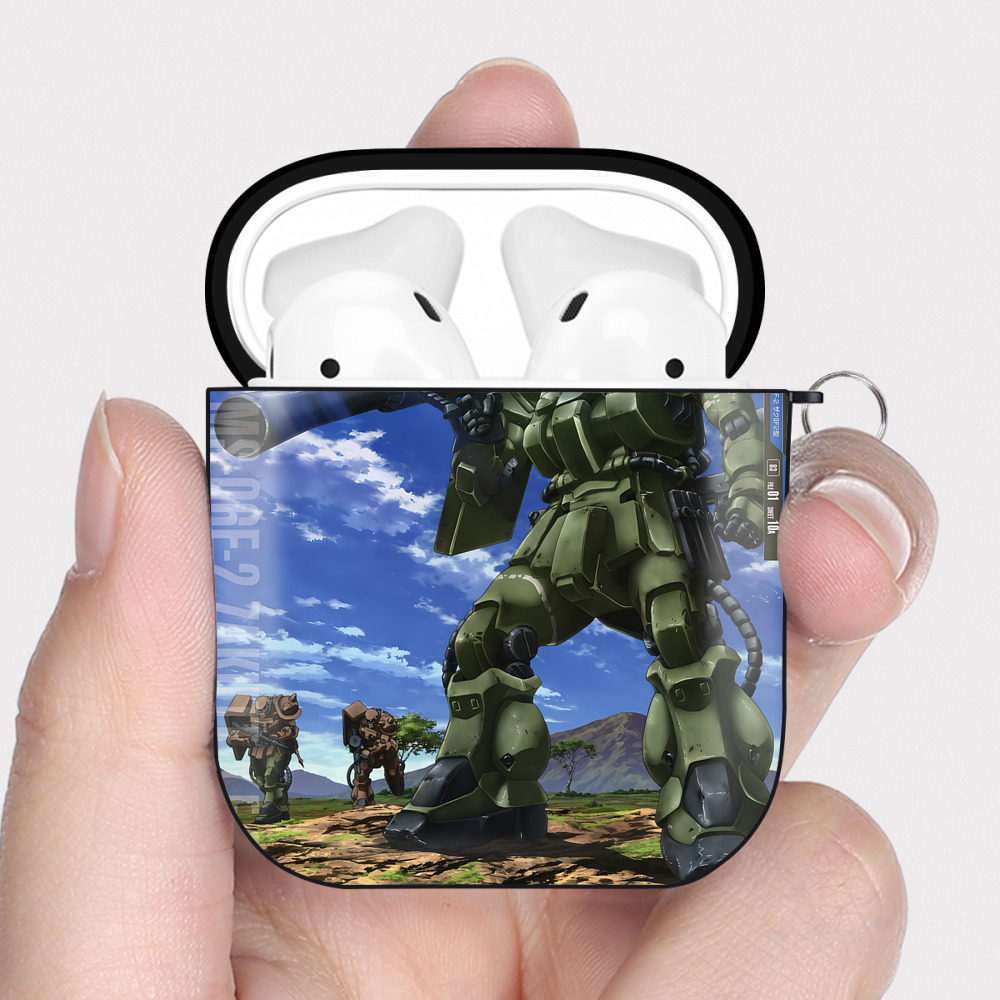 （画像用） 機動戦士ガンダム Mobile Suit Gundam AirPods 第2世代保護ケース ハードシェル ブラック 耐衝撃・防指紋・カラビナ付き