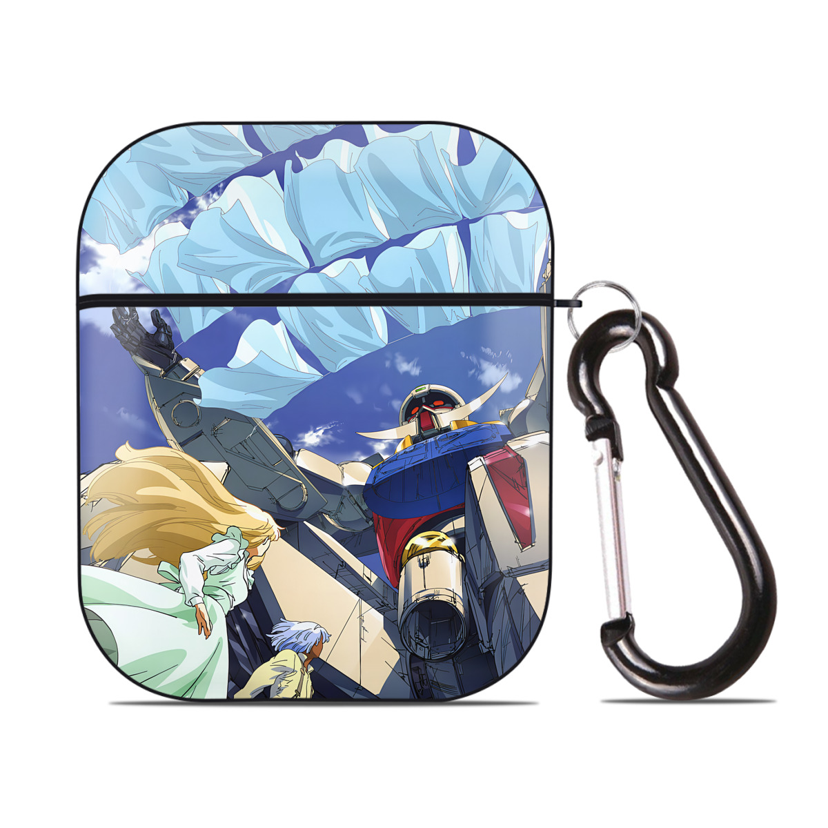 （画像用） 機動戦士ガンダム Mobile Suit Gundam AirPods 第2世代保護ケース ハードシェル ブラック 耐衝撃・防指紋・カラビナ付き
