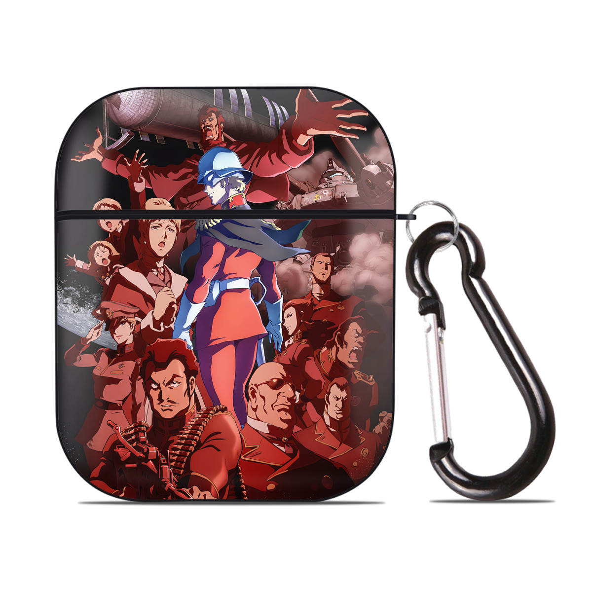 （画像用） 機動戦士ガンダム Mobile Suit Gundam AirPods 第2世代保護ケース ハードシェル ブラック 耐衝撃・防指紋・カラビナ付き