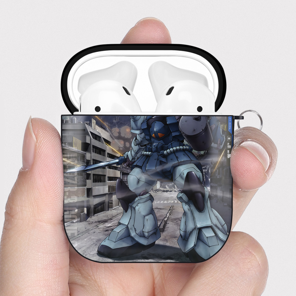 （画像用） 機動戦士ガンダム Mobile Suit Gundam AirPods 第2世代保護ケース ハードシェル ブラック 耐衝撃・防指紋・カラビナ付き