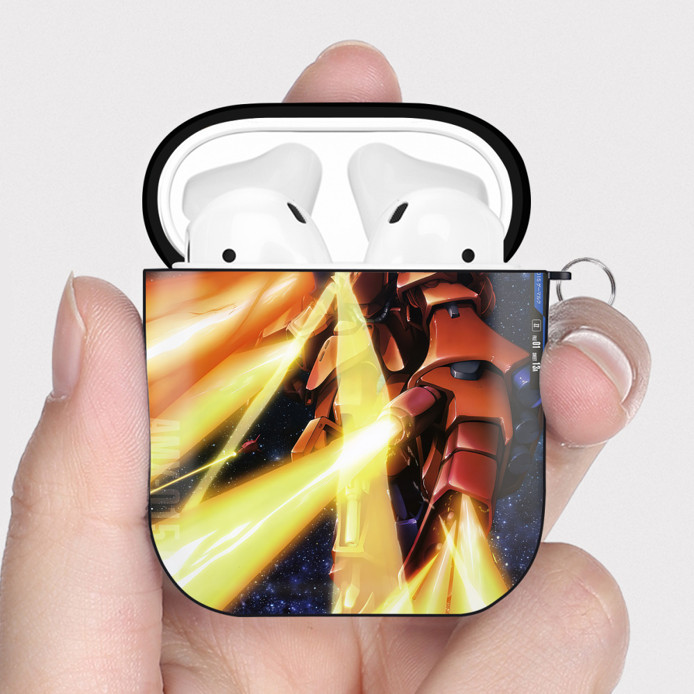 （画像用） 機動戦士ガンダム Mobile Suit Gundam AirPods 第2世代保護ケース ハードシェル ブラック 耐衝撃・防指紋・カラビナ付き