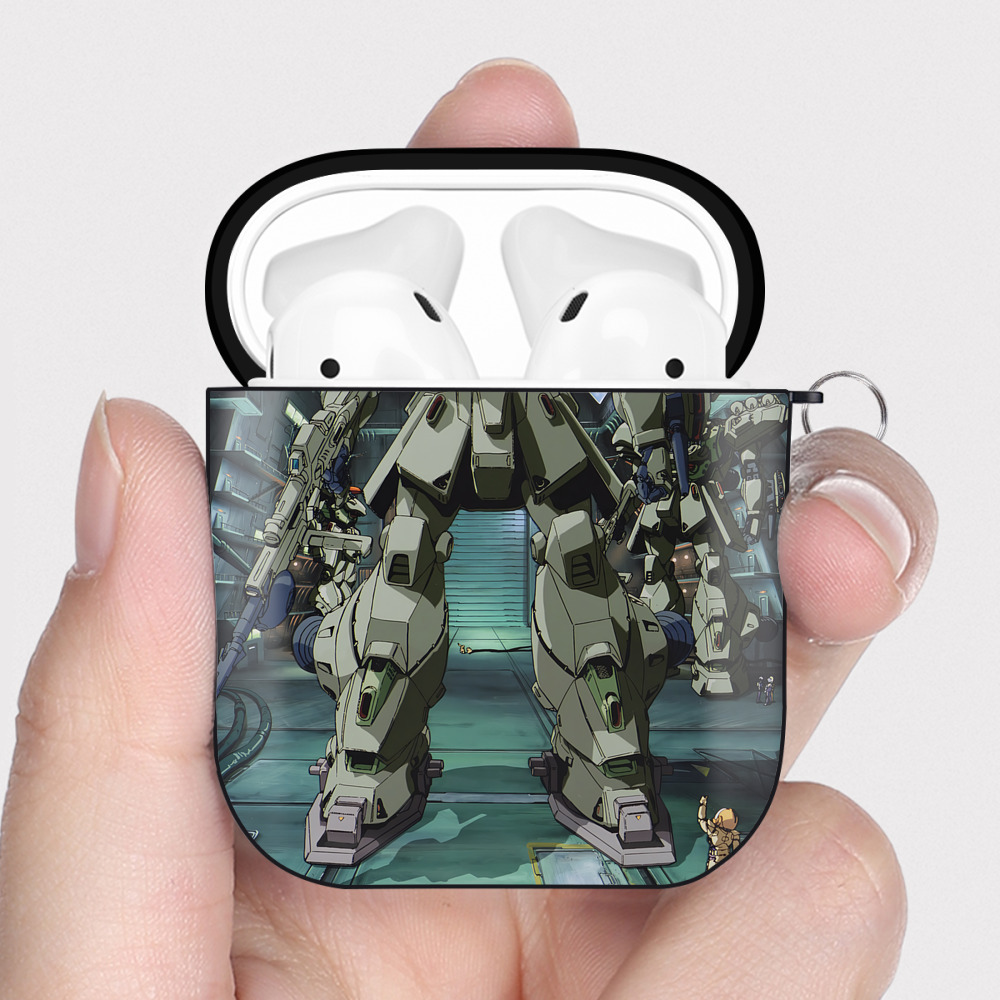 （画像用） 機動戦士ガンダム Mobile Suit Gundam AirPods 第2世代保護ケース ハードシェル ブラック 耐衝撃・防指紋・カラビナ付き