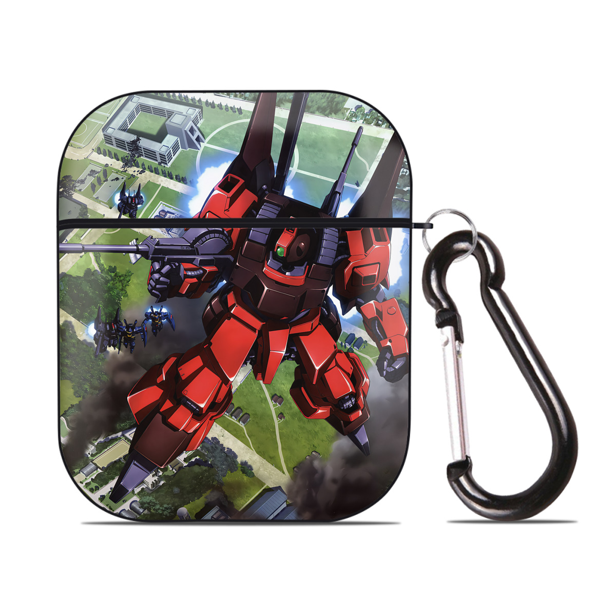 （画像用） 機動戦士ガンダム Mobile Suit Gundam AirPods 第2世代保護ケース ハードシェル ブラック 耐衝撃・防指紋・カラビナ付き