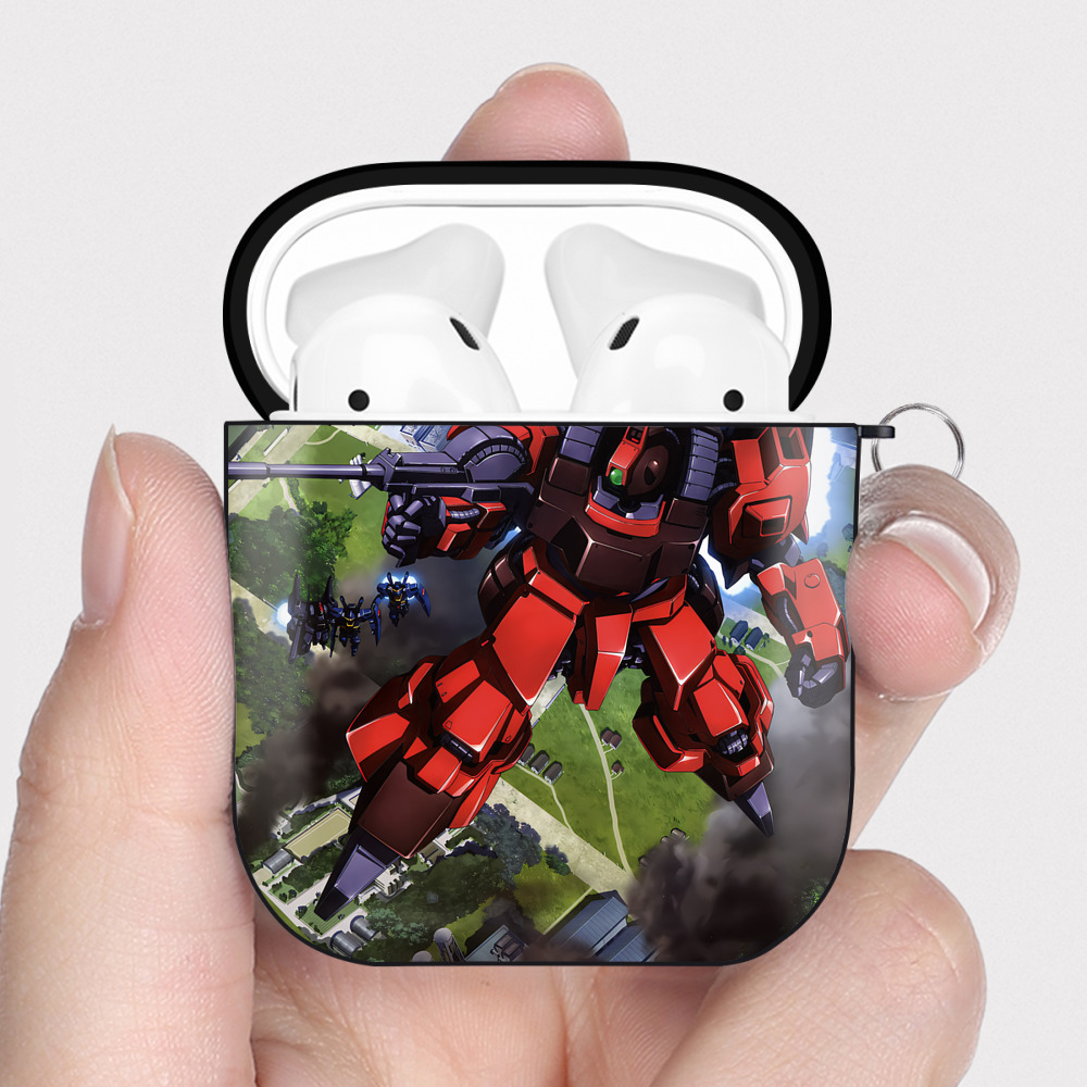 （画像用） 機動戦士ガンダム Mobile Suit Gundam AirPods 第2世代保護ケース ハードシェル ブラック 耐衝撃・防指紋・カラビナ付き