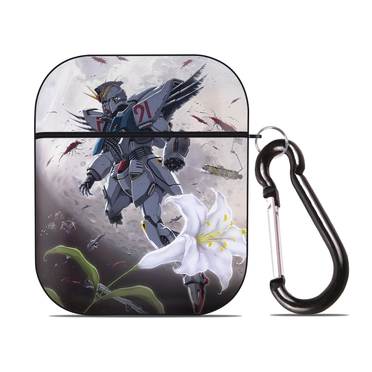 （画像用） 機動戦士ガンダム Mobile Suit Gundam AirPods 第2世代保護ケース ハードシェル ブラック 耐衝撃・防指紋・カラビナ付き