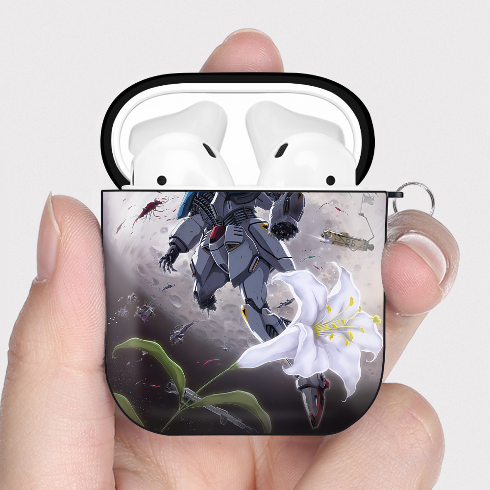 （画像用） 機動戦士ガンダム Mobile Suit Gundam AirPods 第2世代保護ケース ハードシェル ブラック 耐衝撃・防指紋・カラビナ付き