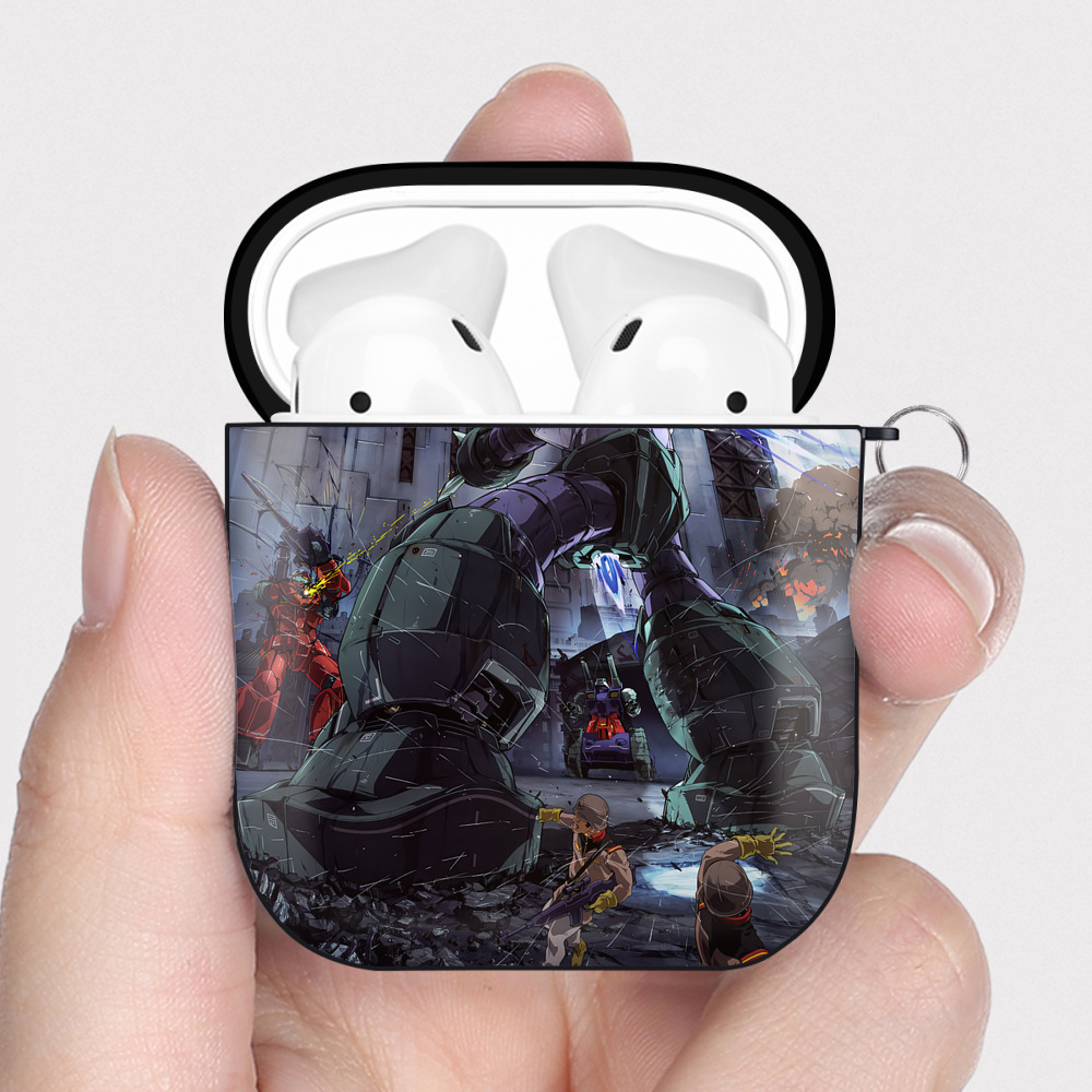 （画像用） 機動戦士ガンダム Mobile Suit Gundam AirPods 第2世代保護ケース ハードシェル ブラック 耐衝撃・防指紋・カラビナ付き