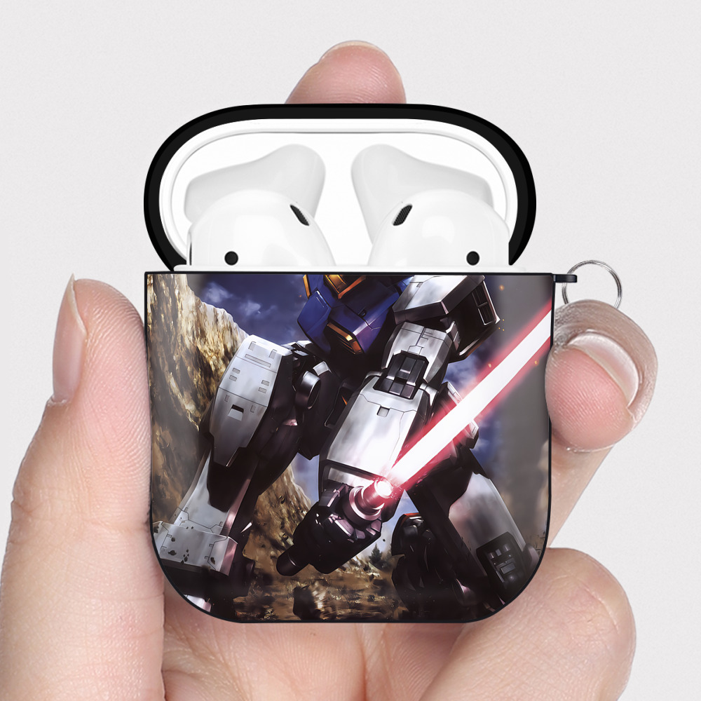 （画像用） 機動戦士ガンダム Mobile Suit Gundam AirPods 第2世代保護ケース ハードシェル ブラック 耐衝撃・防指紋・カラビナ付き