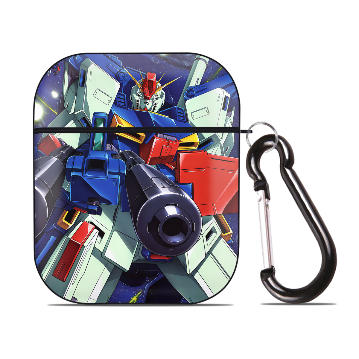 （画像用） 機動戦士ガンダム Mobile Suit Gundam AirPods 第2世代保護ケース ハードシェル ブラック 耐衝撃・防指紋・カラビナ付き