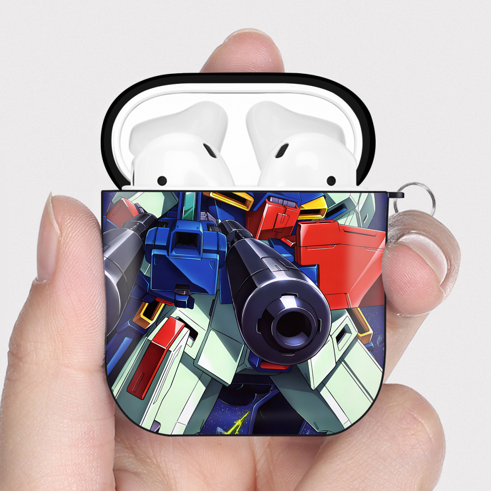 （画像用） 機動戦士ガンダム Mobile Suit Gundam AirPods 第2世代保護ケース ハードシェル ブラック 耐衝撃・防指紋・カラビナ付き