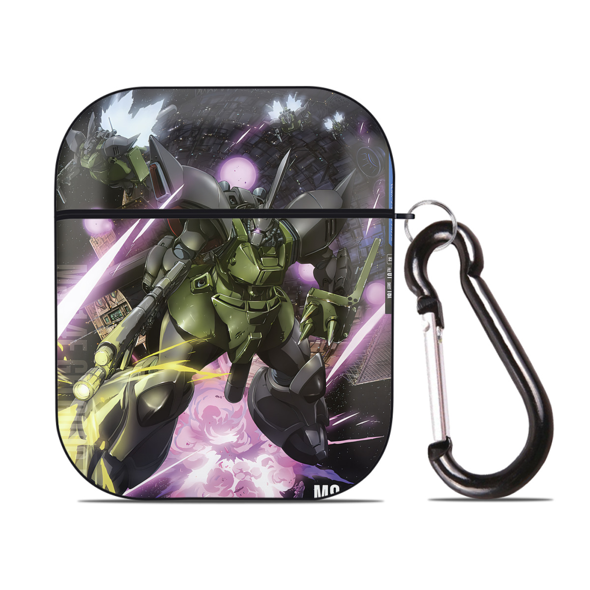 （画像用） 機動戦士ガンダム Mobile Suit Gundam AirPods 第2世代保護ケース ハードシェル ブラック 耐衝撃・防指紋・カラビナ付き