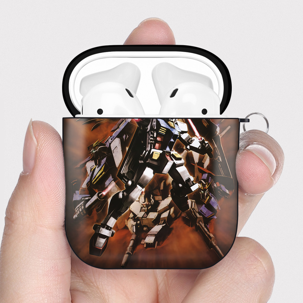 （画像用） 機動戦士ガンダム Mobile Suit Gundam AirPods 第2世代保護ケース ハードシェル ブラック 耐衝撃・防指紋・カラビナ付き