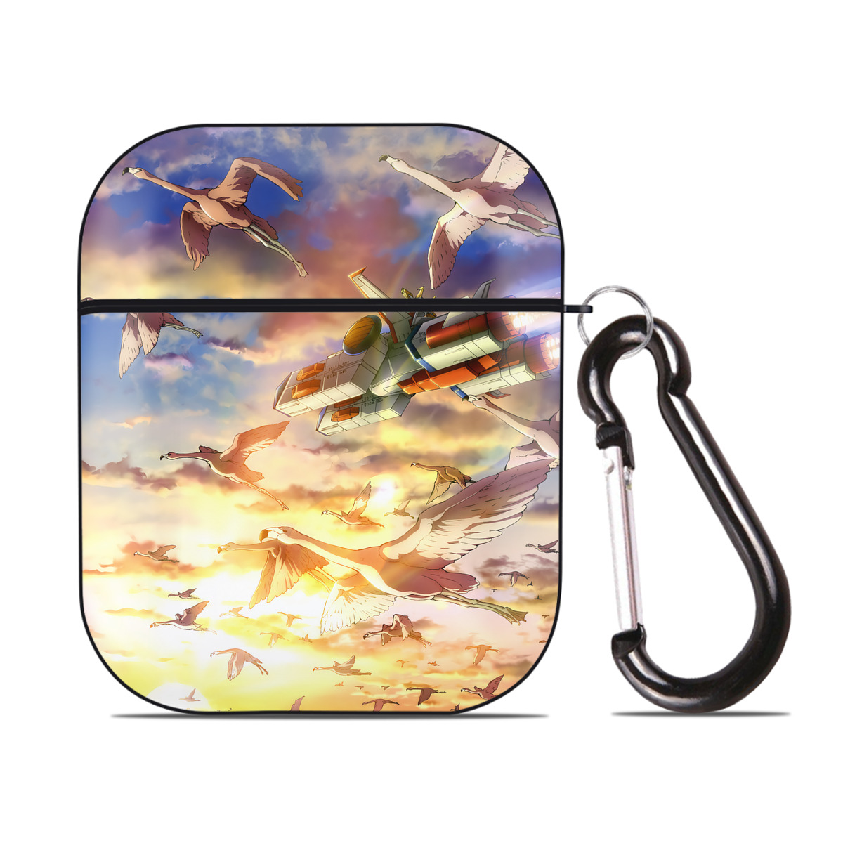 （画像用） 機動戦士ガンダム Mobile Suit Gundam AirPods 第2世代保護ケース ハードシェル ブラック 耐衝撃・防指紋・カラビナ付き