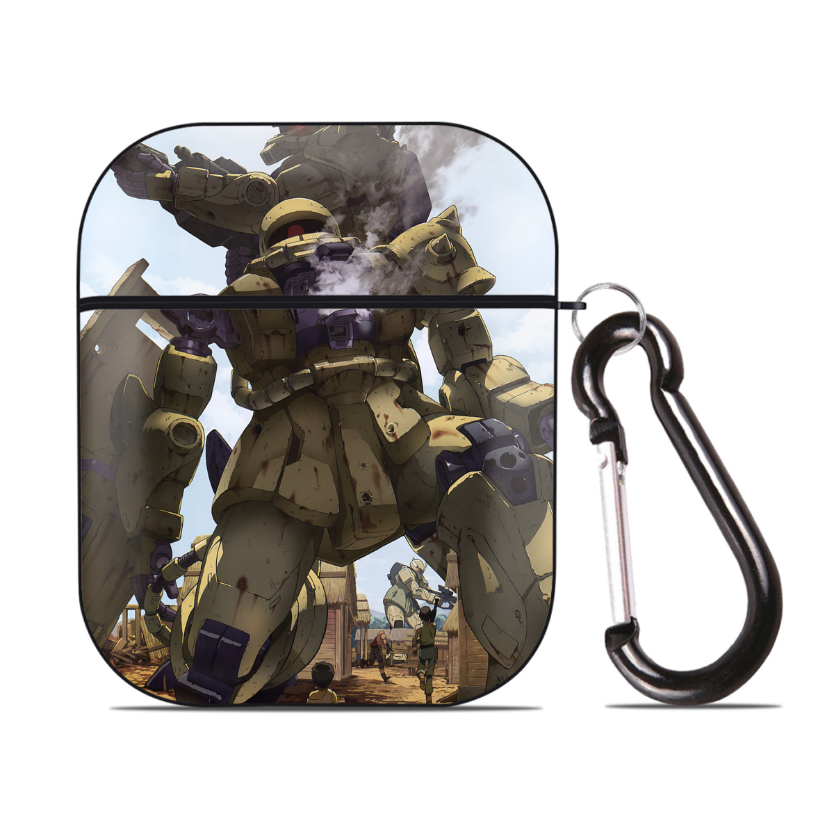 （画像用） 機動戦士ガンダム Mobile Suit Gundam AirPods 第2世代保護ケース ハードシェル ブラック 耐衝撃・防指紋・カラビナ付き