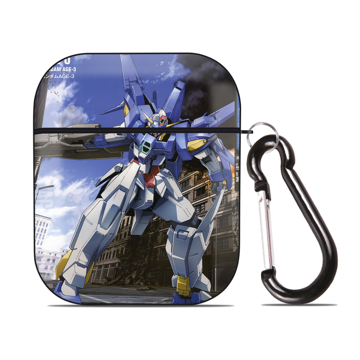 （画像用） 機動戦士ガンダム Mobile Suit Gundam AirPods 第2世代保護ケース ハードシェル ブラック 耐衝撃・防指紋・カラビナ付き