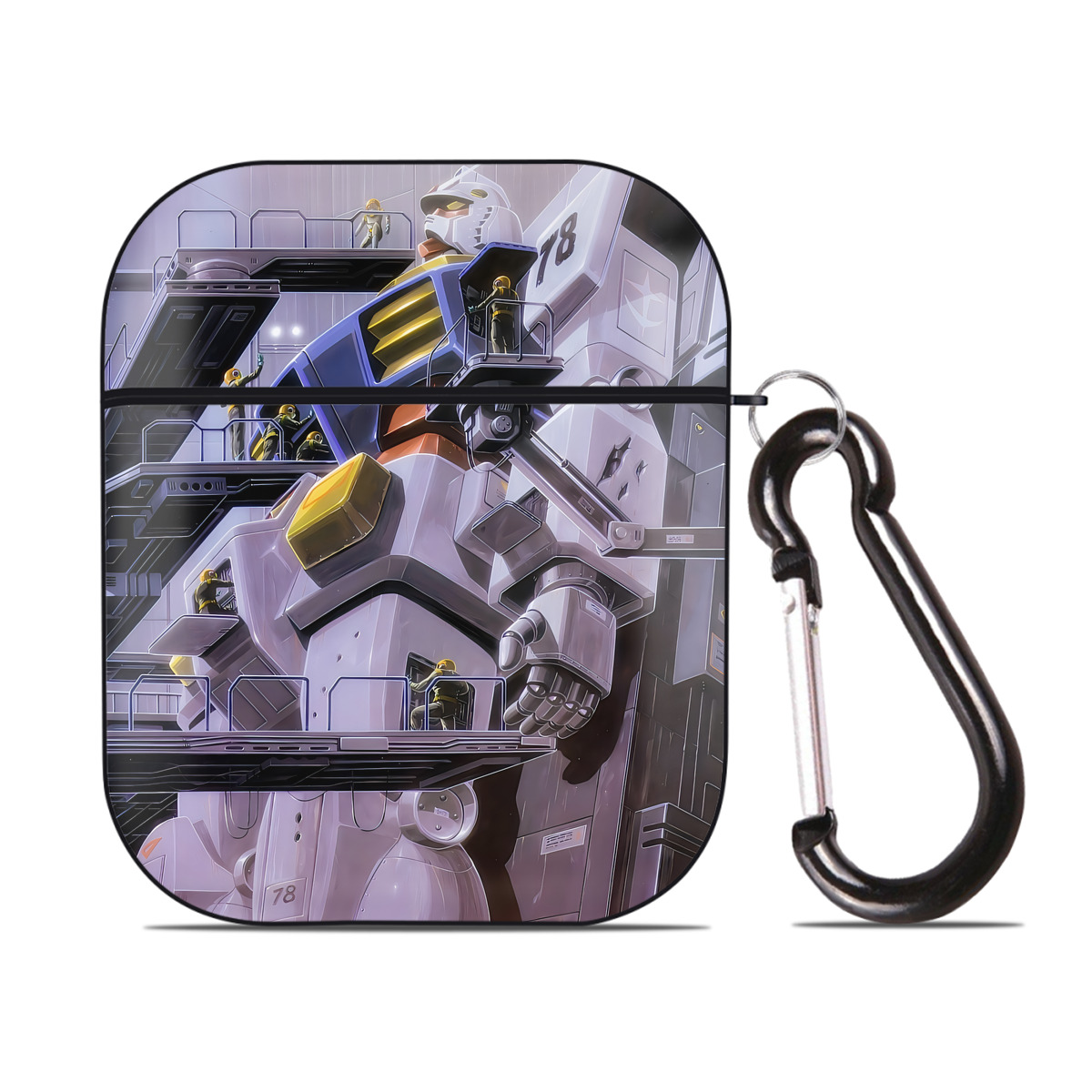 （画像用） 機動戦士ガンダム Mobile Suit Gundam AirPods 第2世代保護ケース ハードシェル ブラック 耐衝撃・防指紋・カラビナ付き