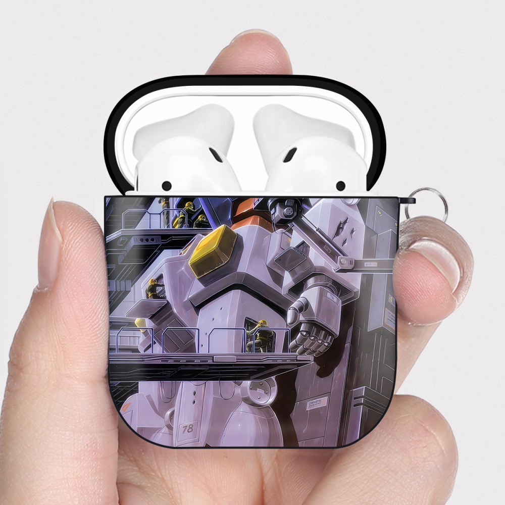 （画像用） 機動戦士ガンダム Mobile Suit Gundam AirPods 第2世代保護ケース ハードシェル ブラック 耐衝撃・防指紋・カラビナ付き